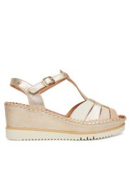 Pikolinos Sandały Aguadulce W3Z-1836Clc1 Złoty. Żółte sandały Pikolinos, bez wzorów, ze skóry, bez obcasa, na koturnie, bez zapięcia. Za 599.99 zł.