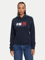 Tommy Jeans Bluza Flag DW0DW18654 Granatowy Regular Fit. Niebieskie bluzy Tommy Jeans, xxs, bez wzorów, z bawełny, bez kaptura. Za 269.99 zł.