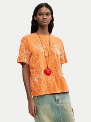 Desigual T-Shirt Genova 26SWTK48 Pomarańczowy Regular Fit. Brązowe t-shirty Desigual, s, bez wzorów, z bawełny, bez kołnierzyka, bez ramiączek. Za 329.99 zł.