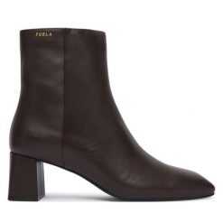 Botki Furla. Brązowe botki Furla, bez wzorów, bez obcasa, na słupku, bez zapięcia. Za 1,149.00 zł.