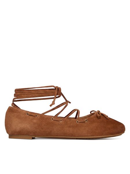 MICHAEL Michael Kors Baleriny Shae Flex 40S6SHFP1S Brązowy. Brązowe baleriny MICHAEL Michael Kors, bez wzorów, ze skóry, bez obcasa. Za 475.99 zł.