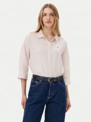 Tommy Hilfiger Koszula WW0WW46169 Różowy Loose Fit. Czerwone koszule TOMMY HILFIGER, bez wzorów, ze lnu, bez kołnierzyka, bez ramiączek. Za 369.99 zł.