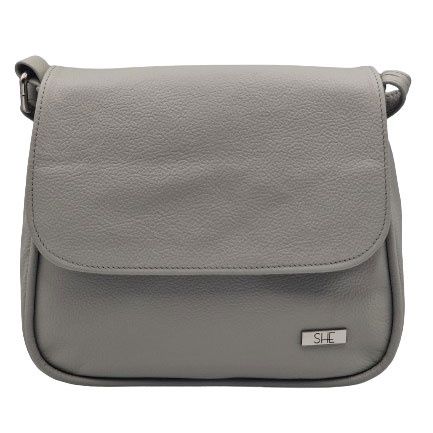 Listonoszka skórzana SHE 419s szary. Szare torebki klasyczne SHE, bez wzorów, ze skóry, bez dodatków. Za 199.99 zł.