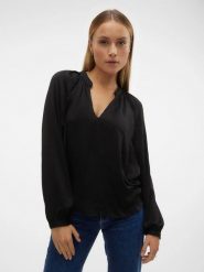 Vero Moda Bluzka w kolorze czarnym rozmiar: XS. Czarne bluzki Vero Moda, xs, bez wzorów, bez kołnierzyka, bez ramiączek. Za 86.99 zł.