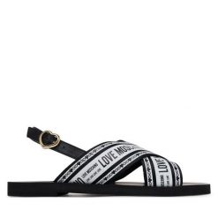 Sandały LOVE MOSCHINO. Czarne sandały Love Moschino, bez wzorów, bez obcasa, na płaskiej podeszwie, bez zapięcia. Za 629.99 zł.