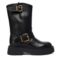 Botki Badura. Czarne botki Badura, bez wzorów, bez obcasa, na płaskiej podeszwie, bez zapięcia. Za 429.99 zł.
