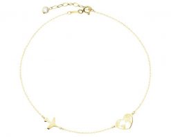 Złota bransoletka z cyrkonią - samolot, serce, mapa świata. Żółte bransoletki Apart, z cyrkonią, złote. Za 999.00 zł.