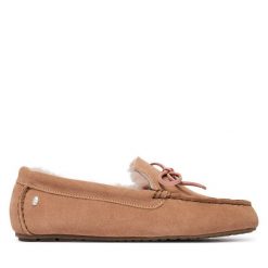 Kapcie EMU Australia. Brązowe obuwie domowe EMU Australia, bez wzorów, bez zapięcia. Za 429.99 zł.