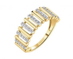 Pierścionek z żółtego złota z diamentami - 0,16 ct - próba 585. Żółte pierścionki Apart, z diamentem, złote. Za 3,690.00 zł.