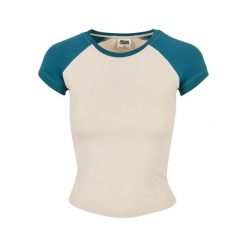 Damska Koszulka Z Krótkim Rękawem W Stylu Retro. Białe bluzki Urban Classics, s, bez wzorów, casualowe, bez kołnierzyka, bez ramiączek. Za 85.99 zł.