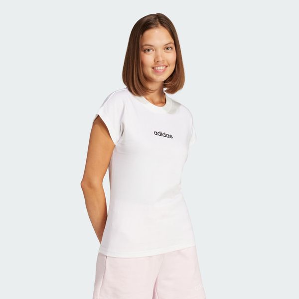 Koszulka Essentials Linear Cotton. Białe bluzki Adidas, xs, bez wzorów, z bawełny, sportowe, bez kołnierzyka, bez ramiączek. Za 89.95 zł.