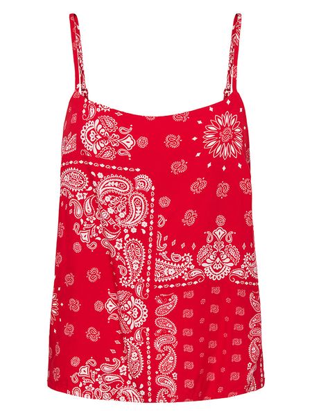 ONLY Top w kolorze czerwonym rozmiar: XS. Czerwone topy Only, xs, bez wzorów, z wiskozy, bez kołnierzyka, bez ramiączek. Za 61.89 zł.