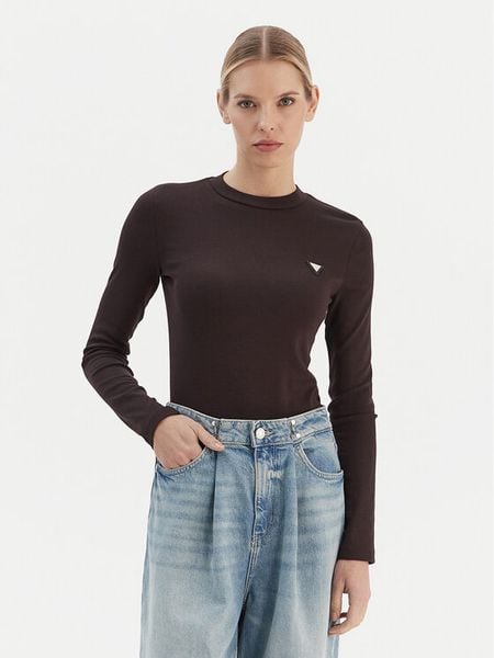 Guess T-Shirt V6RI00 KD741 Brązowy Slim Fit. Brązowe t-shirty Guess, s, z aplikacjami, z bawełny, bez kołnierzyka, bez ramiączek. Za 199.99 zł.