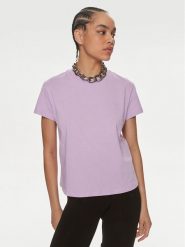 Patrizia Pepe T-Shirt 2M4373/J111-M495 Fioletowy Regular Fit. Fioletowe t-shirty Patrizia Pepe, m, bez wzorów, z bawełny, bez kołnierzyka, bez ramiączek. Za 599.99 zł.