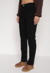 Czarne Bawełniane Jeansy Skinny z Regularnym Stanem Sewnela. Czarne jeansy Born2be, l, bez wzorów. Za 109.99 zł.