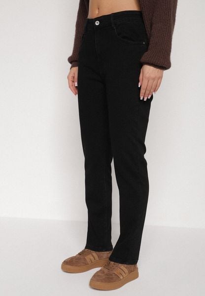 Czarne Bawełniane Jeansy Skinny z Regularnym Stanem Sewnela. Czarne jeansy Born2be, plus size, bez wzorów. Za 119.99 zł.