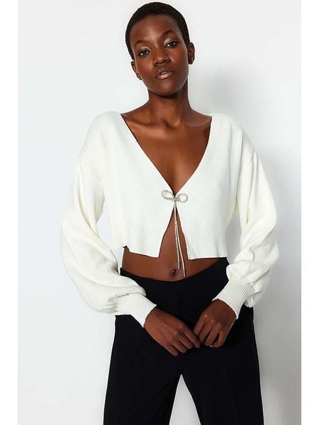 Trendyol Kardigan w kolorze białym rozmiar: M. Białe kardigany Trendyol, m, bez wzorów. Za 65.99 zł.