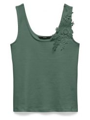 Vero Moda Top w kolorze zielonym rozmiar: L. Zielone topy Vero Moda, l, bez wzorów, z bawełny, bez kołnierzyka, bez ramiączek. Za 72.95 zł.