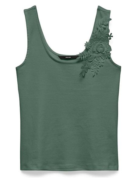 Vero Moda Top w kolorze zielonym rozmiar: L. Zielone topy Vero Moda, l, bez wzorów, z bawełny, bez kołnierzyka, bez ramiączek. Za 73.95 zł.