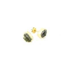 Earrings Agat Druza Khaki złoto. Zielone kolczyki Brazi druse jewelry, z agatem, z mosiądzu, na sztyftcie. Za 136.00 zł.