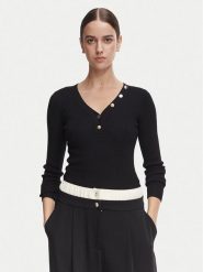Morgan Bluzka 261-MBANBIN Czarny Slim Fit. Czarne bluzki Morgan, xs, bez wzorów, z syntetyku, bez kołnierzyka, bez ramiączek. Za 159.99 zł.