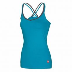 Damska koszulka typu tank top Ocun Corona. Niebieskie topy Ocun, l, bez wzorów, bez kołnierzyka, bez ramiączek. Za 181.50 zł.