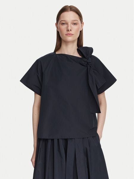 Weekend Max Mara Bluzka Recente 2625166071 Granatowy Regular Fit. Niebieskie bluzki Weekend Max Mara, bez wzorów, z bawełny, bez kołnierzyka, bez ramiączek. Za 694.99 zł.
