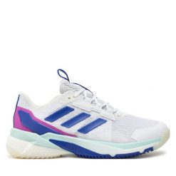 Buty halowe adidas. Białe obuwie sportowe Adidas, bez zapięcia. Za 559.99 zł.