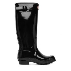 Kalosze Hunter. Czarne kalosze Hunter, bez wzorów. Za 349.99 zł.