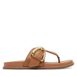 Japonki Gino Rossi. Brązowe klapki Gino Rossi, bez wzorów, bez obcasa. Za 229.99 zł.