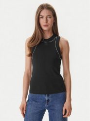 DKNY Top DJ5T1694 Czarny Slim Fit. Czarne topy DKNY, m, bez wzorów, z bawełny, bez kołnierzyka, bez ramiączek. Za 259.99 zł.