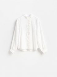 Koszula z lyocellem - biały. Białe koszule Reserved, l, bez wzorów, z lyocellu, bez kołnierzyka, bez ramiączek. Za 139.99 zł.
