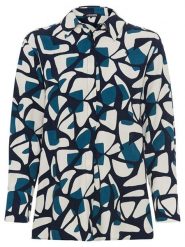 Olsen Bluzka w kolorze biało-czarno-granatowym rozmiar: 42. Białe bluzki Olsen, bez wzorów, z wiskozy, bez kołnierzyka, bez ramiączek. Za 95.99 zł.