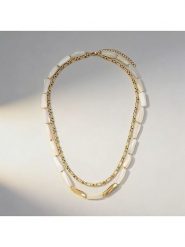 Nomad Pozłacany naszyjnik z elementami ozdobnymi - dł. 44,5 cm rozmiar: onesize. Białe naszyjniki Nomad, z perłą, pozłacane. Za 206.31 zł.