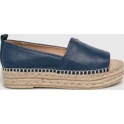 DKNY - Espadryle. Niebieskie espadryle DKNY, bez wzorów, z materiału, bez obcasa, na platformie, bez zapięcia. W wyprzedaży za 449.90 zł.