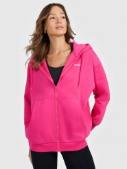 4F Bluza dresowa rozpinana z kapturem damska - różowa S. Czerwone bluzy 4f, s, bez wzorów, z dresówki, z kapturem. Za 189.99 zł.