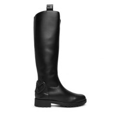 Kozaki LOVE MOSCHINO. Czarne kozaki Love Moschino, bez obcasa, na płaskiej podeszwie, bez zapięcia. Za 1,609.00 zł.