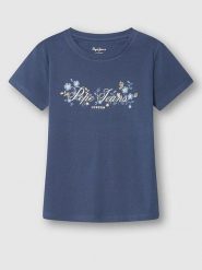 Pepe Jeans Koszulka w kolorze granatowym rozmiar: L. Niebieskie bluzki Pepe Jeans, l, bez wzorów, z bawełny, bez kołnierzyka, bez ramiączek. Za 78.66 zł.