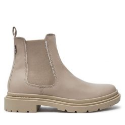 Sztyblety Levi's®. Brązowe botki bez wzorów, bez obcasa, na płaskiej podeszwie, bez zapięcia. Za 399.99 zł.