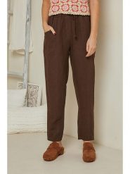 Rodier Lin Lniane spodnie w kolorze brązowym rozmiar: M/L. Brązowe spodnie materiałowe Rodier Lin, l, bez wzorów, ze lnu. Za 122.96 zł.