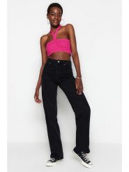 Trendyol Dżinsy - Comfort fit - w kolorze czarnym rozmiar: 44. Czarne jeansy Trendyol, bez wzorów, z podwyższonym stanem. Za 100.99 zł.