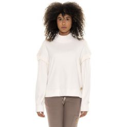 Leone 1947 Warm Touch Women, bluza, Rundhalsausschnitt und Strickeinsätzen. Białe bluzy LEONE 1947 APPAREL, bez wzorów, z elastanu, bez kaptura. W wyprzedaży za 157.01 zł.