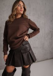 Brązowa Bluza Basic Ocieplana Polarem Kaianna. Brązowe bluzy sportowe Renee, l, z aplikacjami, z jeansu, bez kaptura. Za 59.99 zł.