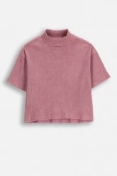 Prążkowany T-shirt z krótkim rękawem. Czerwone t-shirty COCCODRILLO, uniwersalny, bez wzorów, z bawełny, bez kołnierzyka, bez ramiączek. Za 59.90 zł.