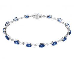 Bransoletka z białego złota z brylantami i szafirami - 19 cm - próba 750. Białe bransoletki Apart, z brylantem, złote. Za 22,590.00 zł.