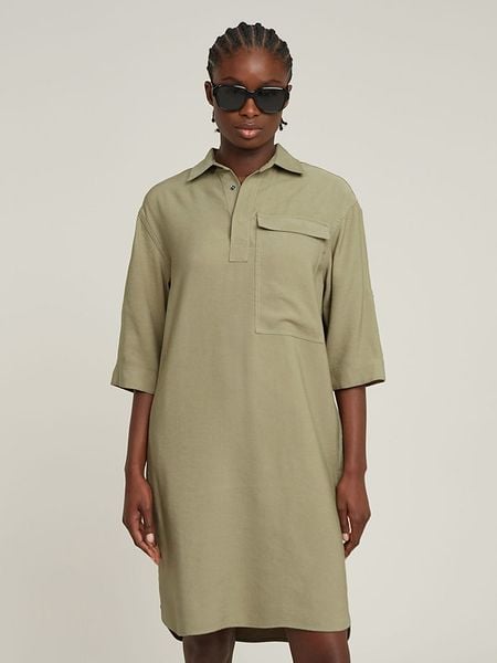 G-Star Sukienka w kolorze khaki rozmiar: L. Brązowe sukienki G-Star, na co dzień, l, bez wzorów, z wiskozy, klasyczne, bez kołnierzyka, bez ramiączek, midi, proste. Za 195.99 zł.
