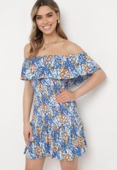 Niebieska Sukienka Hiszpanka Mini z Elastycznej Wiskozy Zamra. Niebieskie sukienki Born2be, na lato, m, bez wzorów, z wiskozy, bez kołnierzyka, bez ramiączek, mini. Za 64.99 zł.