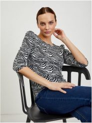 Orsay Koszulka w kolorze biało-czarnym rozmiar: M. Białe bluzki Orsay, m, bez wzorów, bez kołnierzyka, bez ramiączek. Za 56.99 zł.