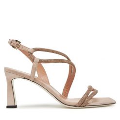 Sandały Pollini. Brązowe sandały Pollini, bez wzorów, bez obcasa, na szpilce, bez zapięcia. Za 1,779.00 zł.