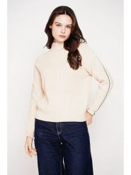 C& Jo Sweter w kolorze kremowym rozmiar: 42. Brązowe swetry C& Jo, bez wzorów, ze splotem, bez ramiączek. Za 126.75 zł.